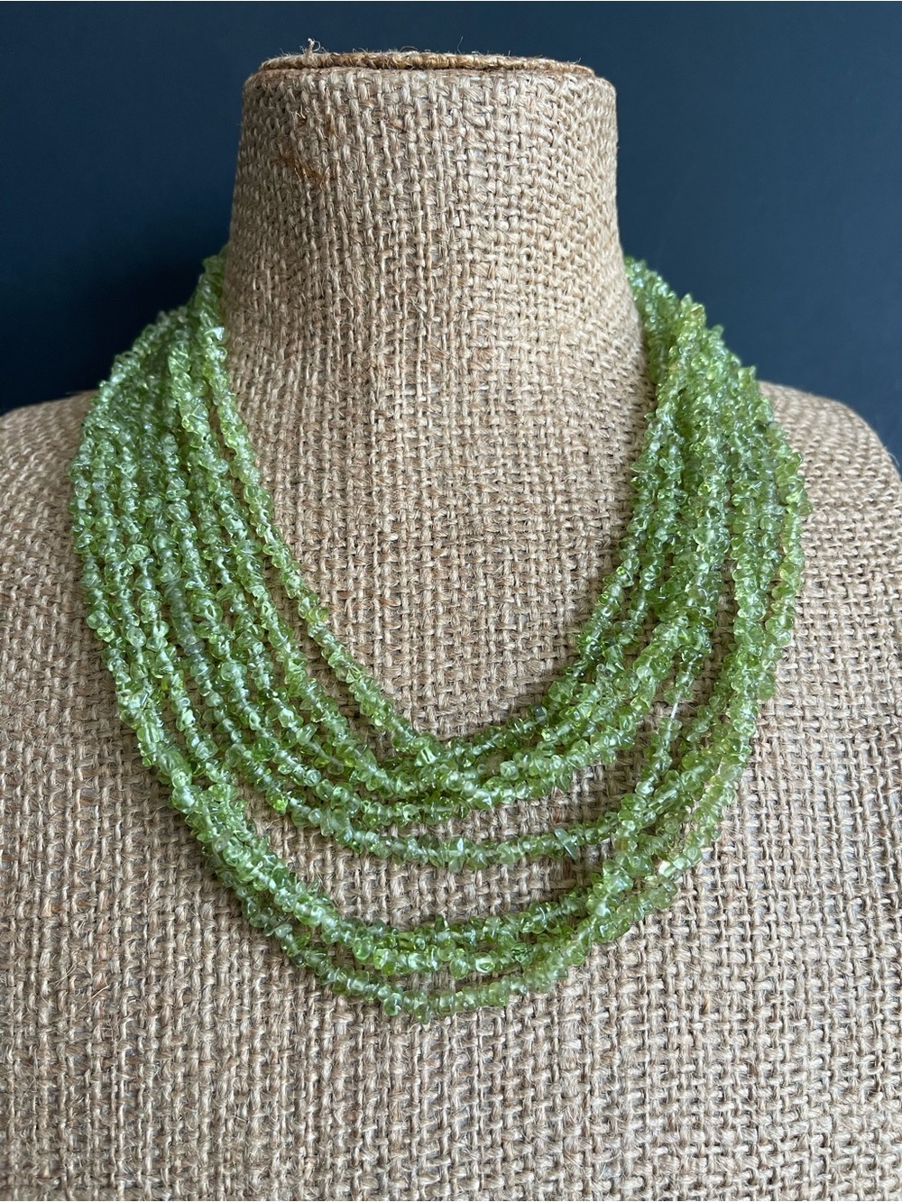 Genuine Green peridot Multi-Strand Bead Necklace.